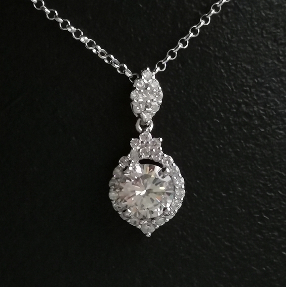 Sterling Silver CZ Pendant Necklace - Picture 1 of 7